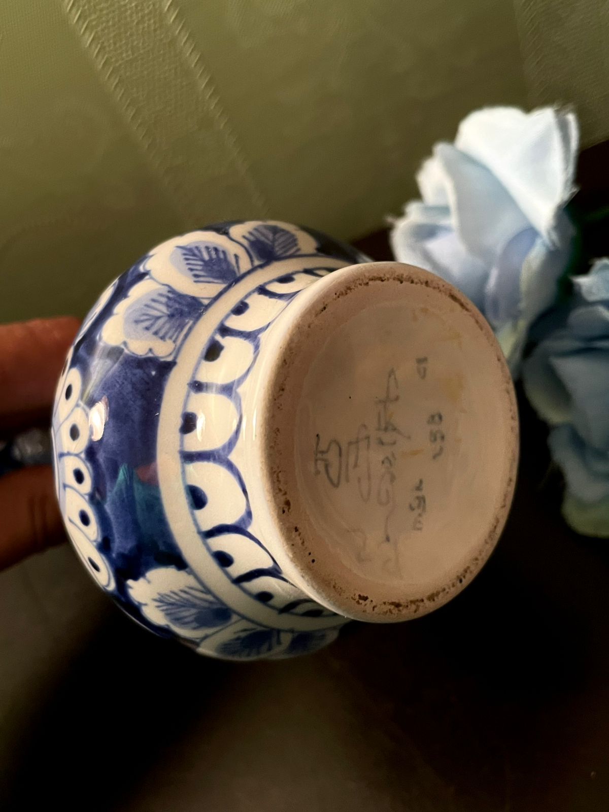 Blue White Ceramic Bud Vase 6 Inch