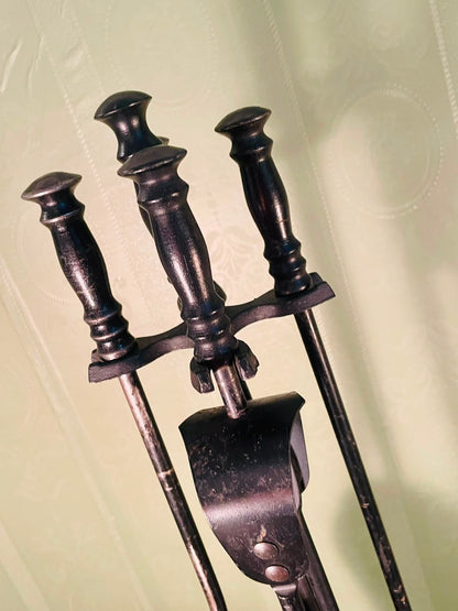 Vintage Fireplace Tool Set with Stand – 4 Piece, 21 Inch