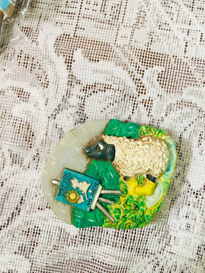 Vintage Sheep & Lamb Figurine Fridge Magnets – Cottage Set of 6