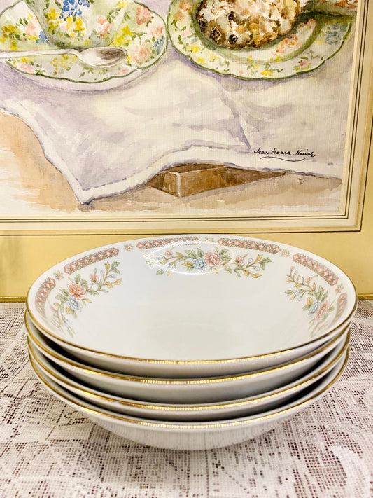 Vintage Floral Bowls Set of 4 – English Cottage Style