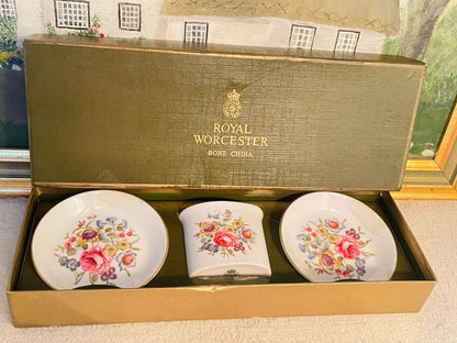 Royal Worcester Bone China Toothpick Holder with Two Saucers – Elegant English Tableware