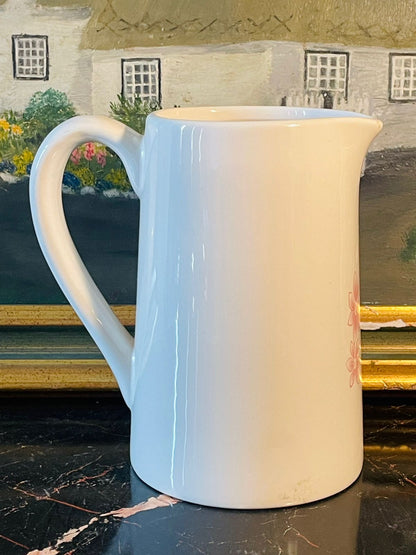 Vintage Pink Floral Ceramic Jug – Made in England – 7 Inches Tall