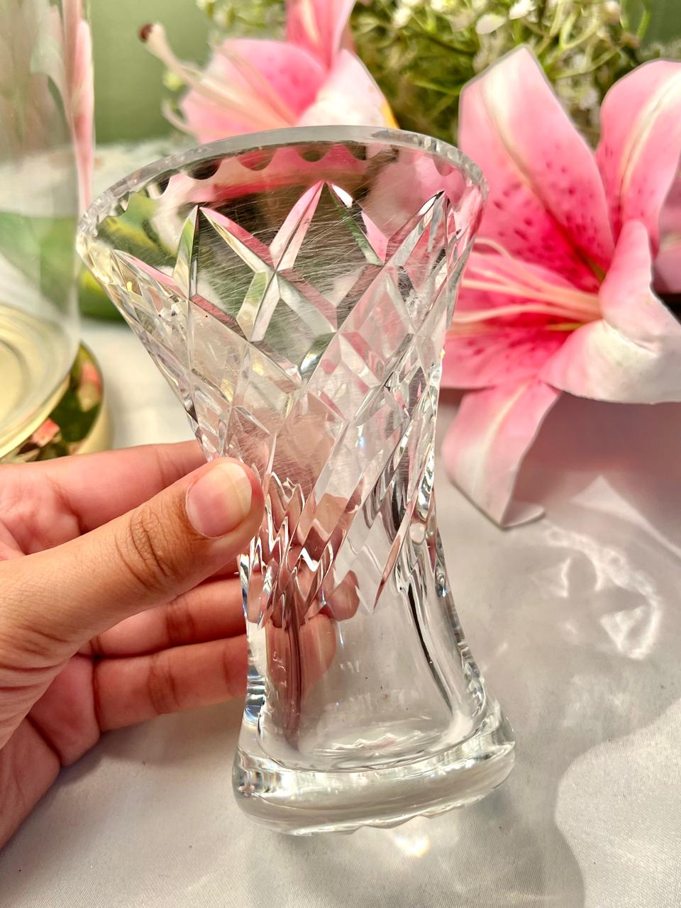 Clear Cut Crystal Flared Vase – Approx. 5 Inch