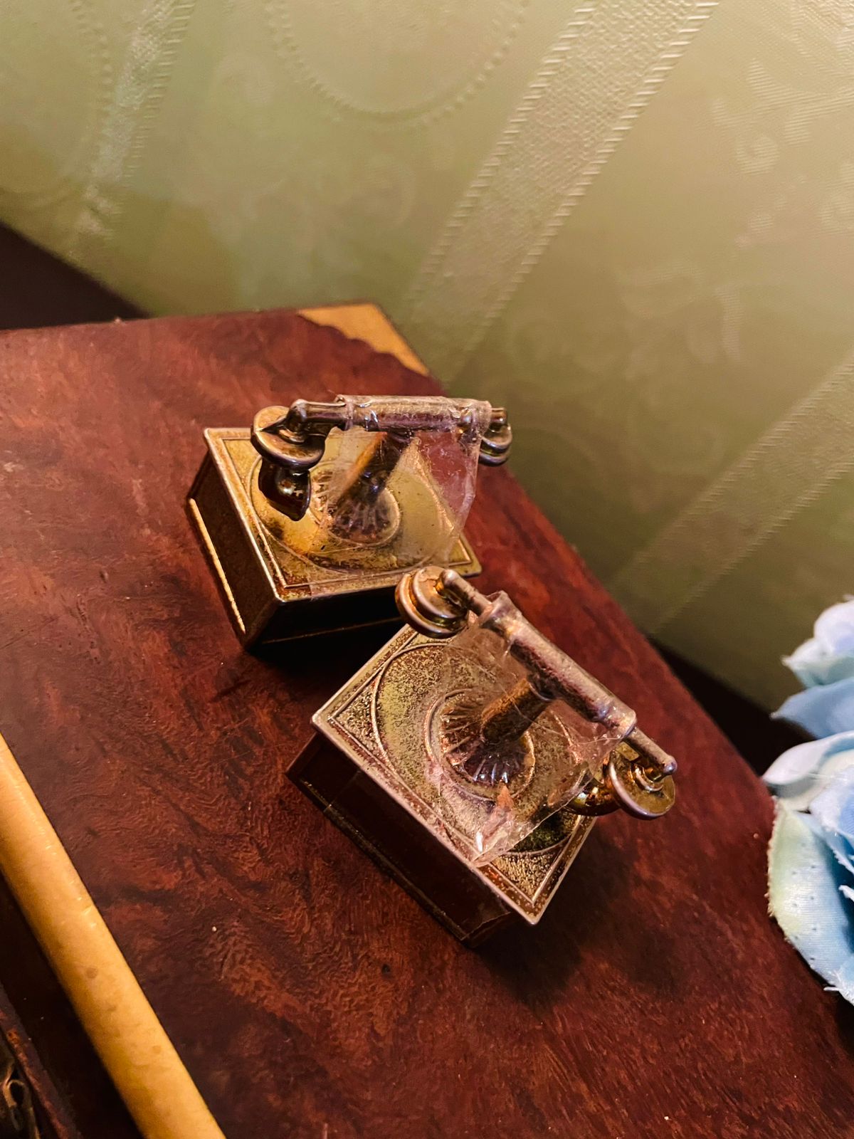 Vintage Brass Mini Telephone Figurines Set of 2