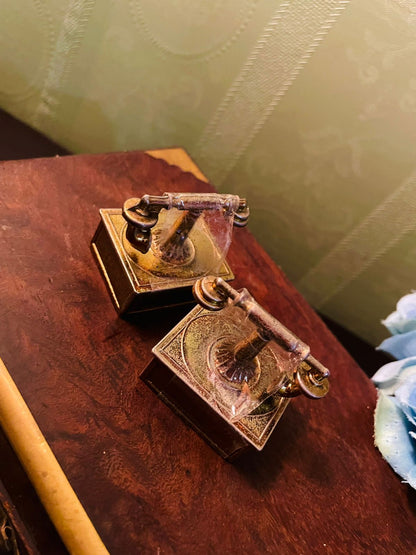 Vintage Brass Mini Telephone Figurines Set of 2