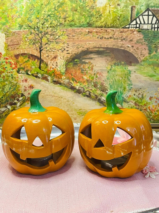 Holiday Ceramic Outdoor Halloween pumpkins face ,Lighted Fairy Garden Pumpkins