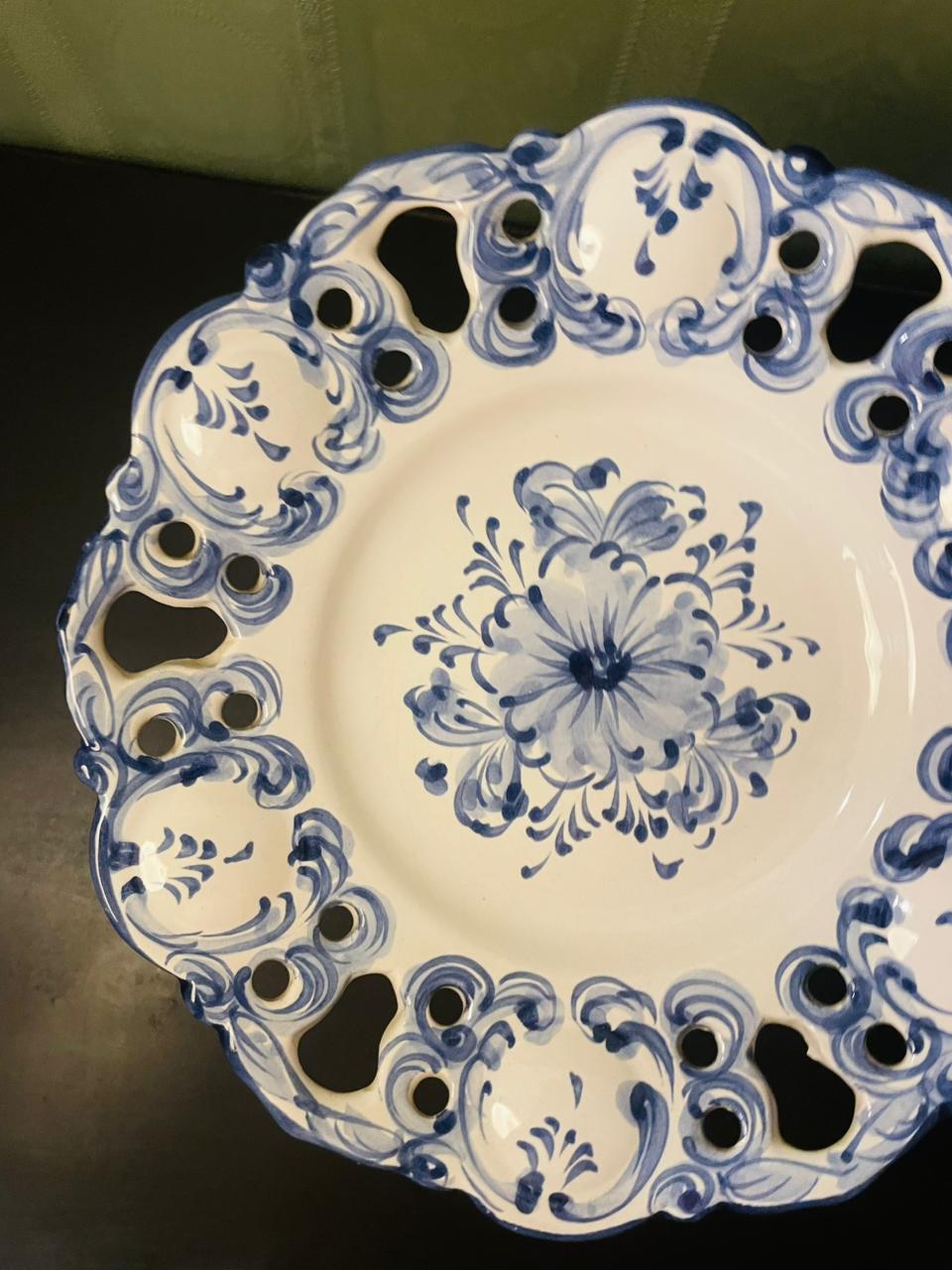Vista Alegre Portugal Blue White Pierced Plate 9 Inch