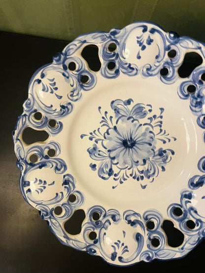 Vista Alegre Portugal Blue White Pierced Plate 9 Inch