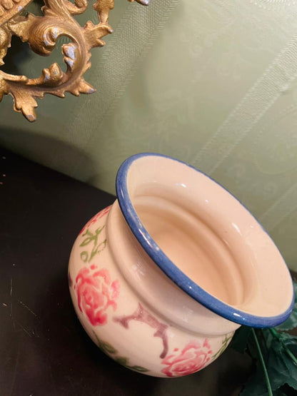 Vintage Hand-Painted Floral Ceramic Bowl 4 Inch