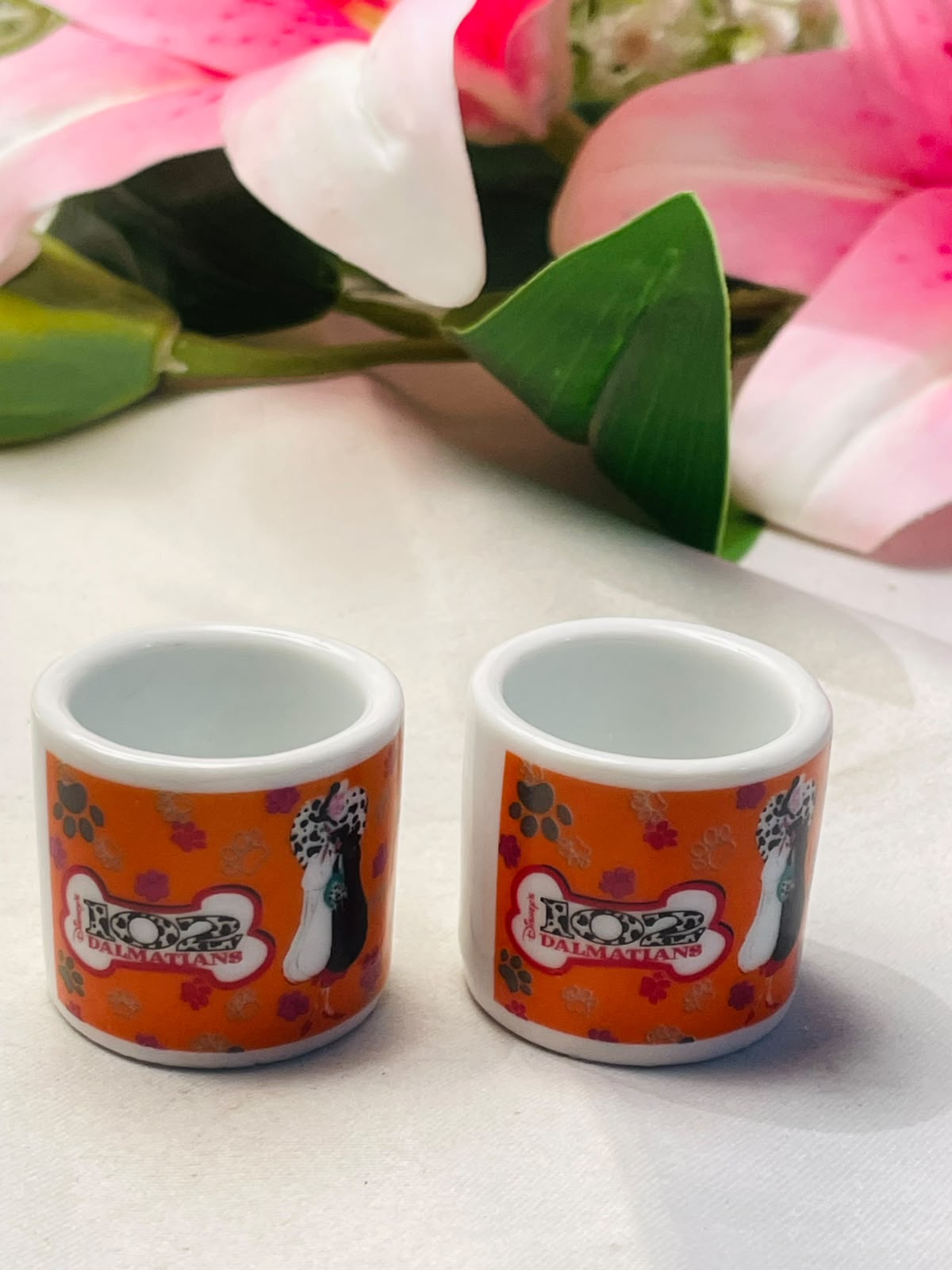 Pair of Disney 101 Dalmatians Mini Ceramic Cups Approx. 5 cm