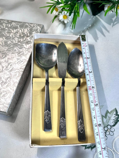 Silver-Tone Serving Utensil Set – 3 Pieces, 16 cm