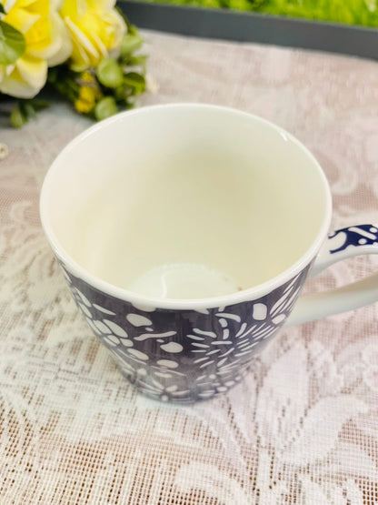 Blue & White Floral Pattern Ceramic Mug – Contemporary Coffee Cup