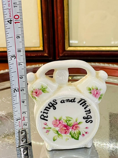Vintage “Rings and Things” Porcelain Holder – Floral Trinket Keeper