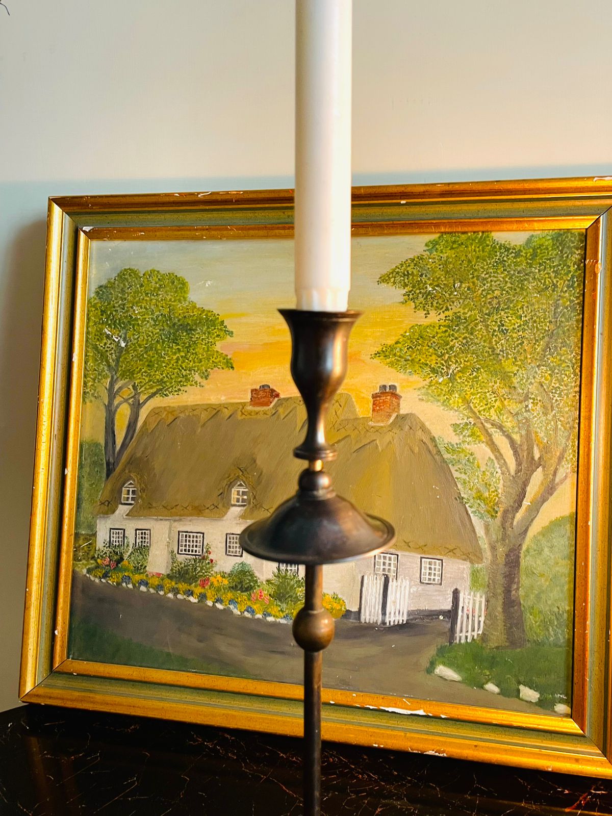 Tall Vintage brass Candlestick – Elegant Slim Candle Holder