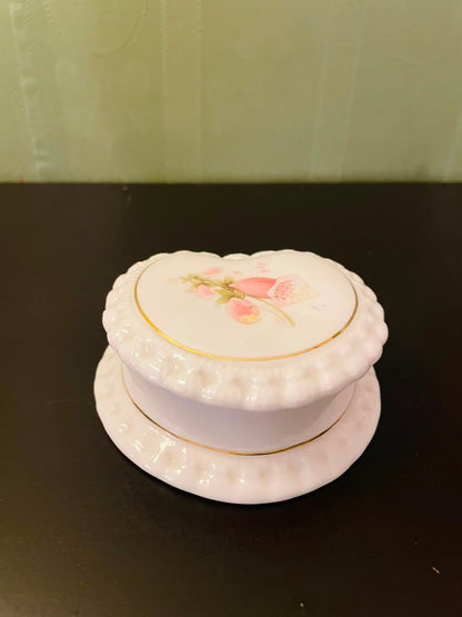 Beaufort Fine Bone China Heart Shaped Trinket Box Floral