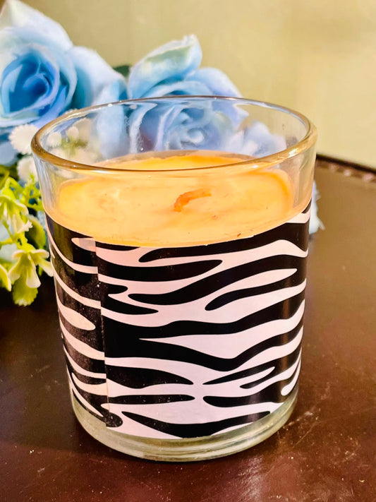 Zebra Print Scented Candle in Crystal Jar – 10cm