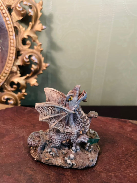 Vintage Grey Dragon Figurine Fantasy Home Décor