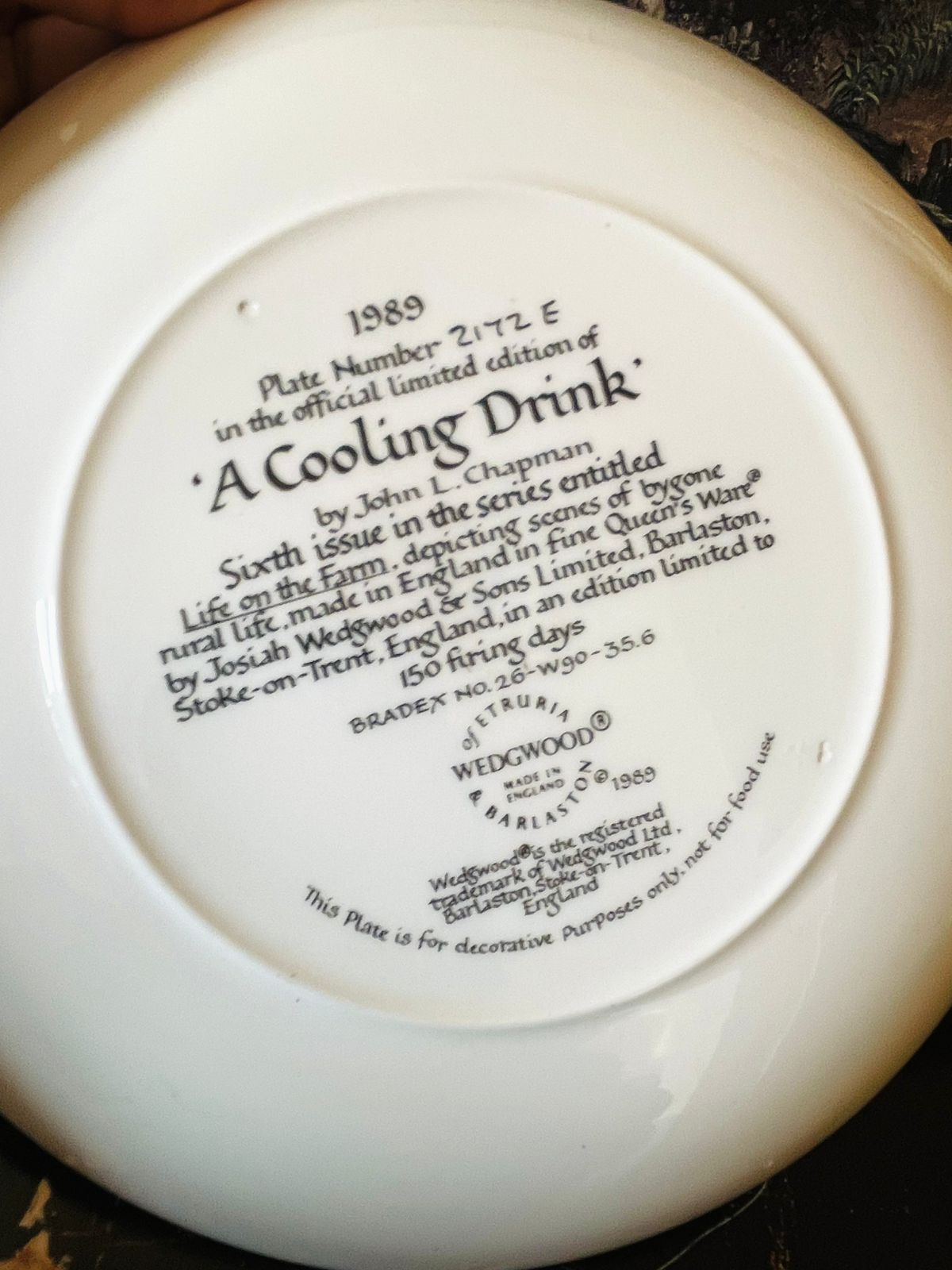 Wedgwood “A Cooling Drink” Limited Edition Plate (1989) – Artwork by John L. Chapman
