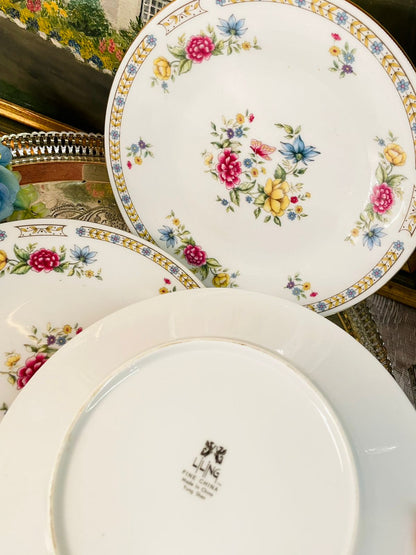Vintage Floral Fine bone China Plate Set – 5 Pieces