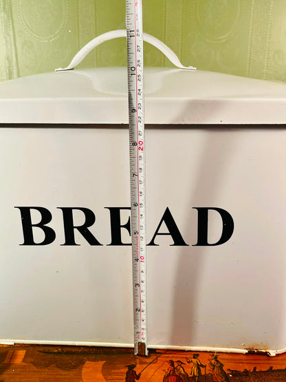 White Metal Bread Box with Lid – 13 Inch