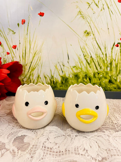 Chick Egg Cup Ceramic Planters 3 Inch