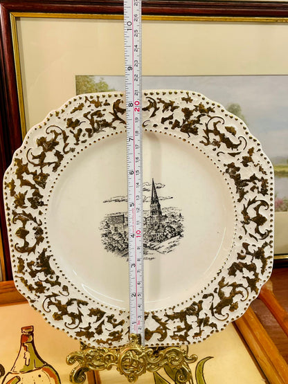 Lord Nelson Pottery English Village Plate – Antique Gold Gilt Decor