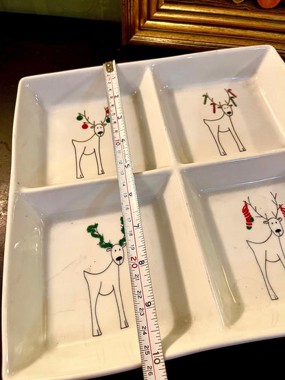 Christmas Reindeer Ceramic Divided Serving Tray 25 cm