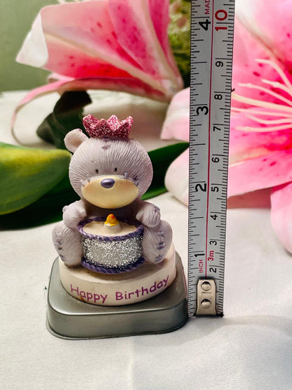 Gift Wishes Happy Birthday Teddy Bear Figurine with Tin 8 cm