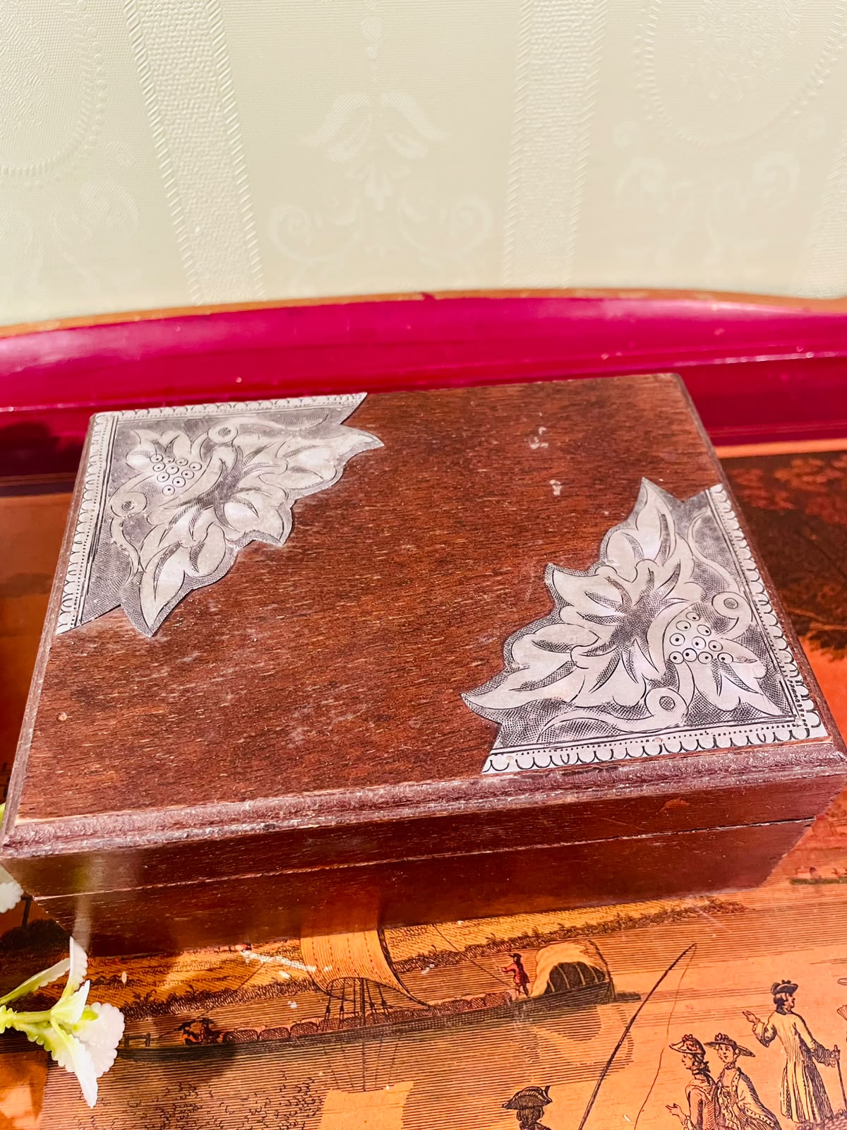 Wooden Jewellery Box with Ring Storage – 7 Inch