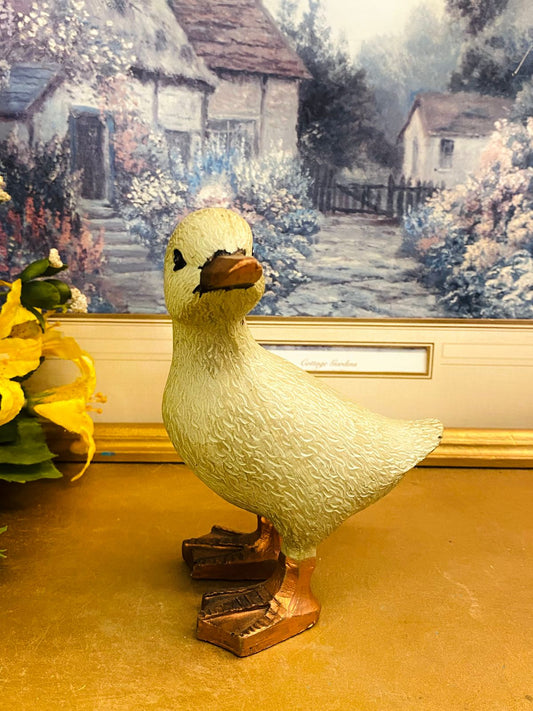 Vintage White Duck Figurine Cottage-Core Home Decor
