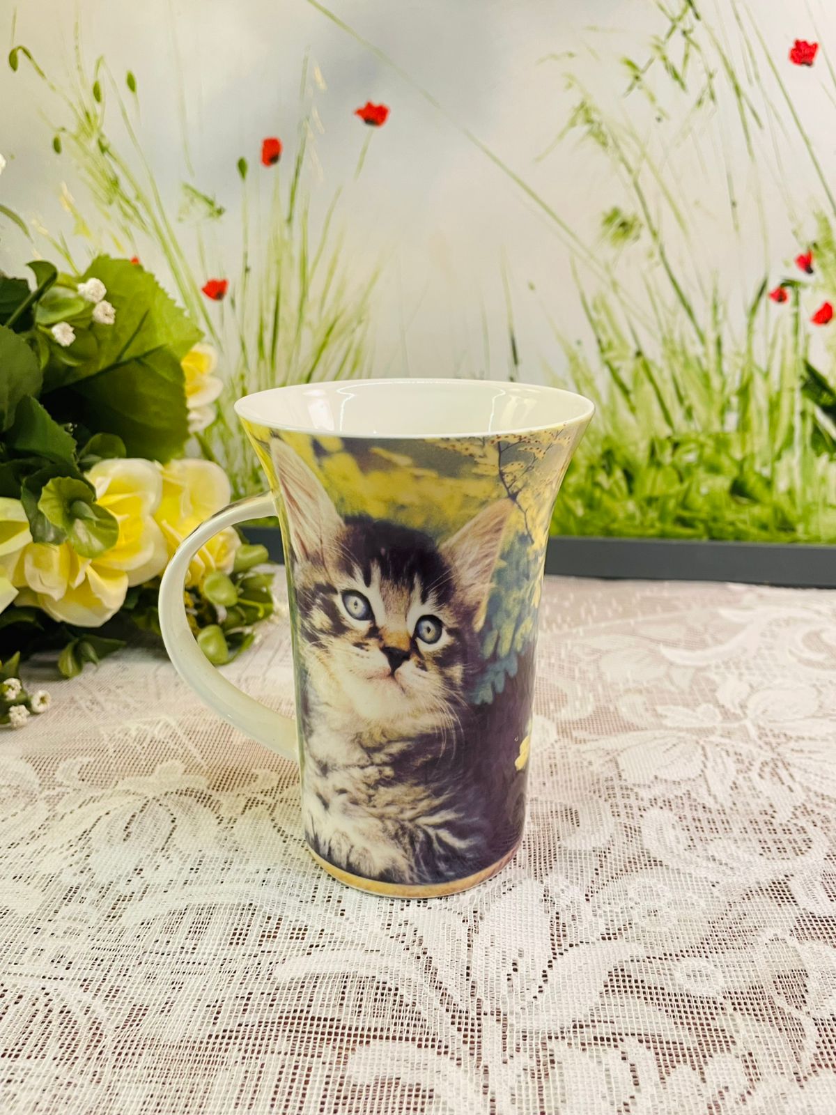 Cute Kitten Fine Bone China Mug – Cat Lover Ceramic Coffee Cup