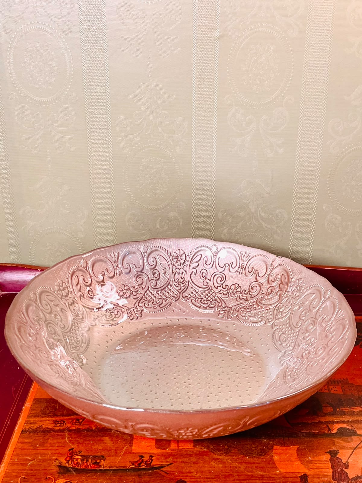Ornate Clear Crystal Decorative Center Bowl 11"