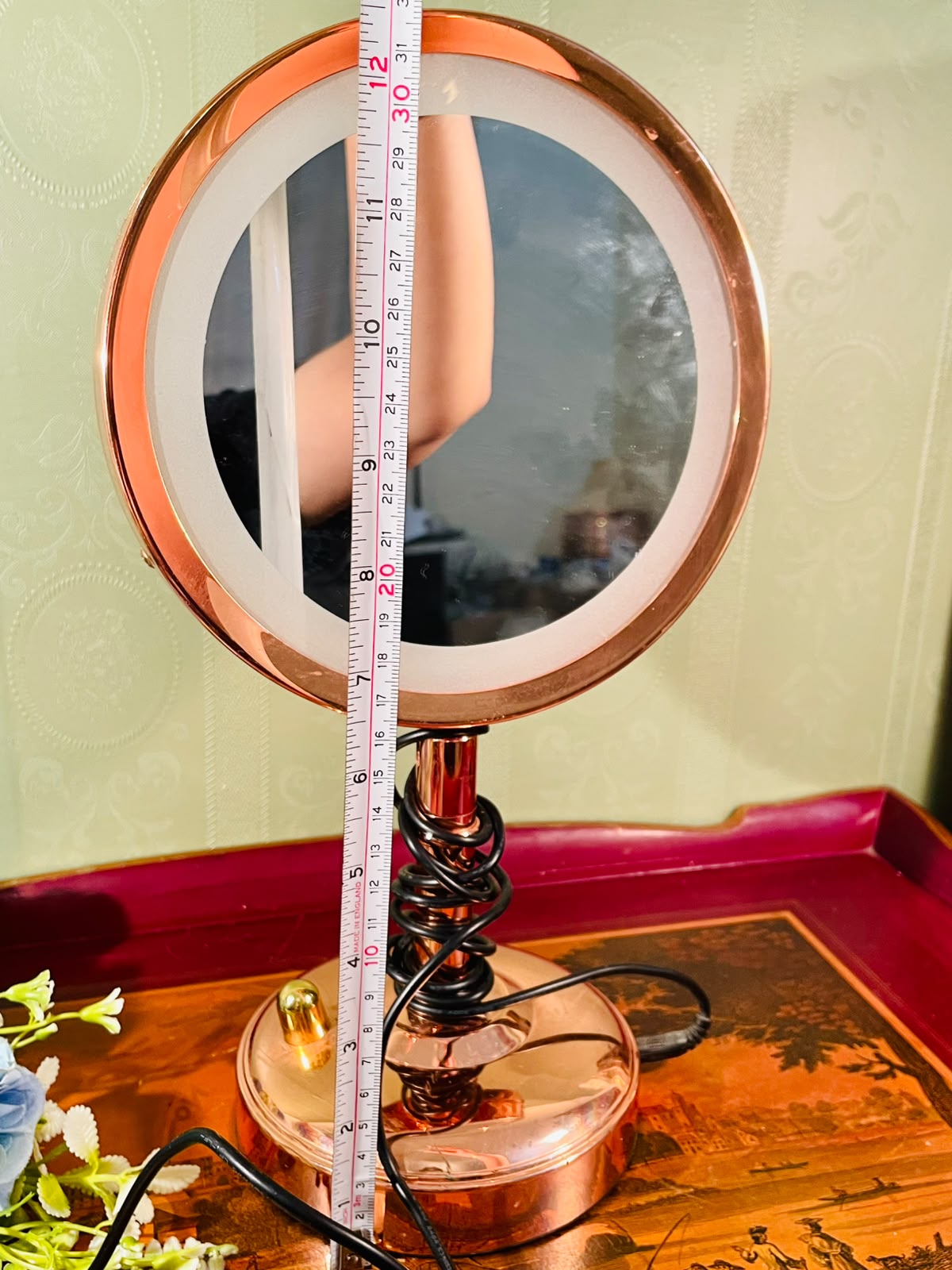 Rose Gold Lighted Vanity Mirror – 12 Inch