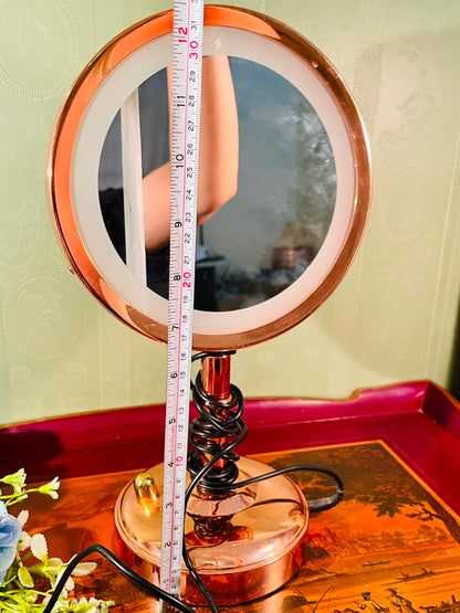 Rose Gold Lighted Vanity Mirror – 12 Inch