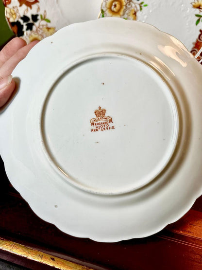 Floral Brown & Cream Ceramic Plate Set – 5 Pieces
