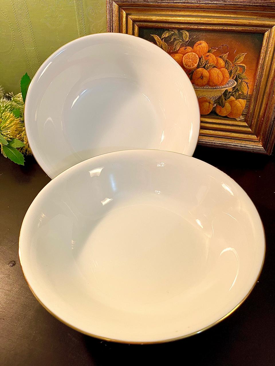 Vintage White Porcelain Serving Soup Bowls Set of 2 – 24 cm