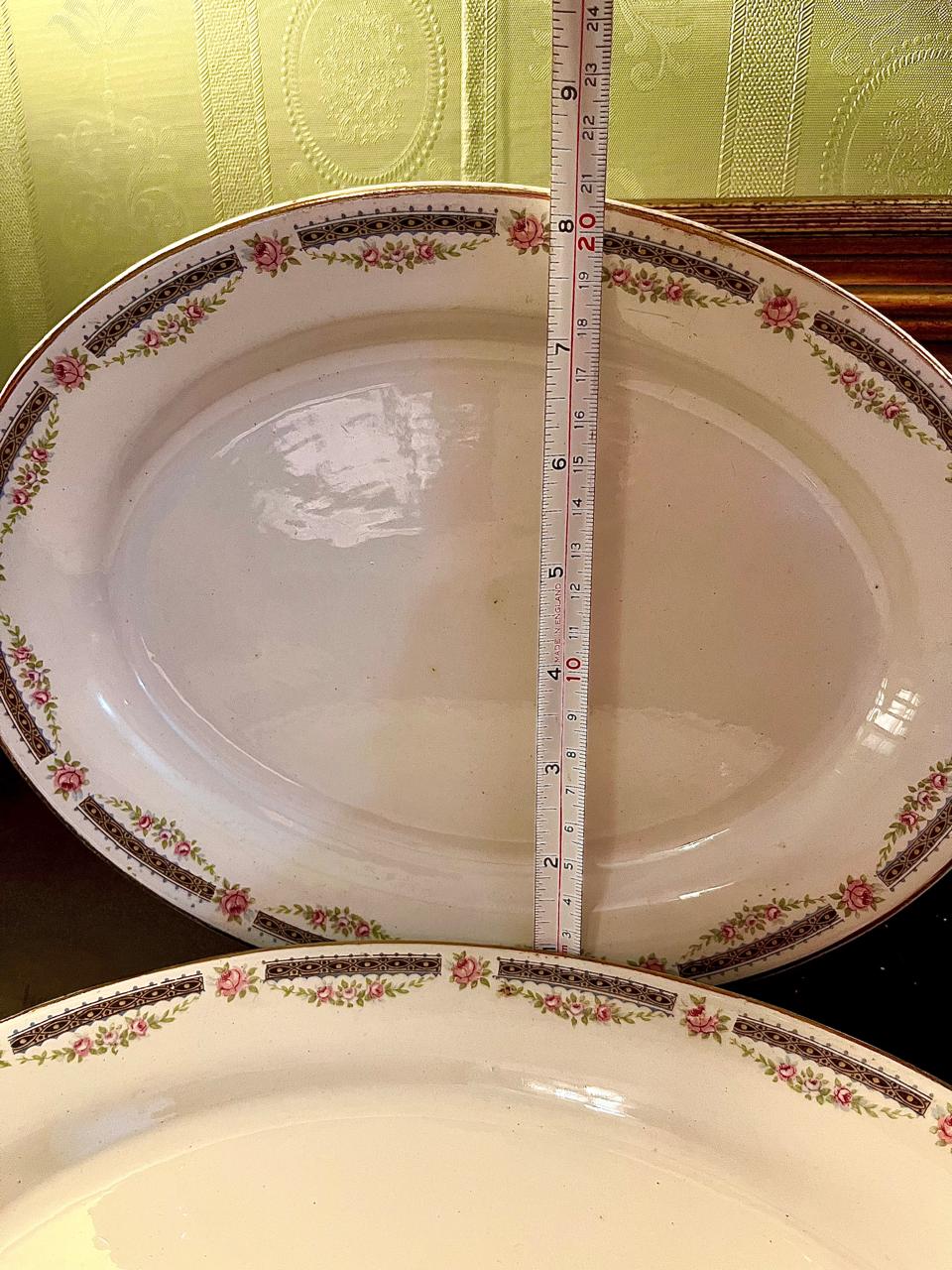 Vintage Pink Rose Oval Serving Platter set – 9 Inch