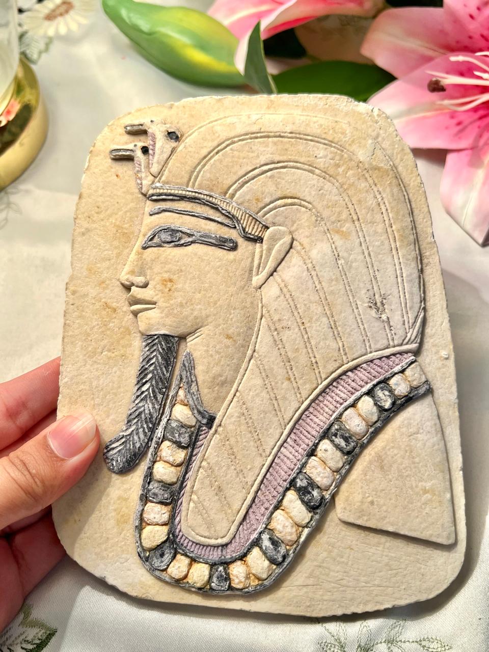 Egyptian Pharaoh Relief Wall Plaque 8"