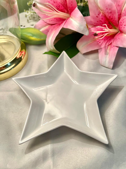 White Star-Shaped Ceramic Serving Dish – 7 Inch
