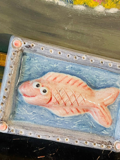 Handcrafted Ceramic Fish Wall Plaque – Nautical Art Décor