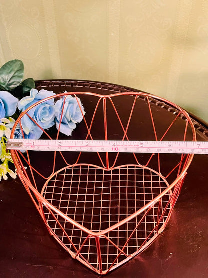 Rose Gold Metal Fruit Basket – Geometric Wire Storage Basket