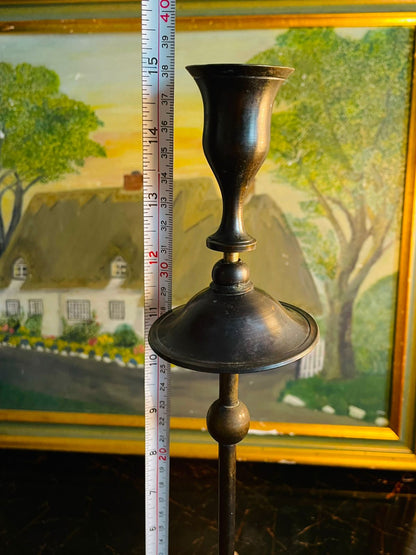 Tall Vintage brass Candlestick – Elegant Slim Candle Holder