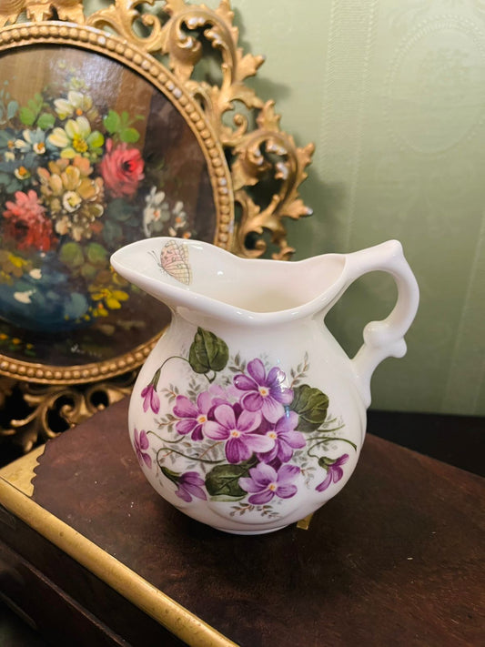 Vintage Floral Ceramic Creamer Jug Cottage Core Decor