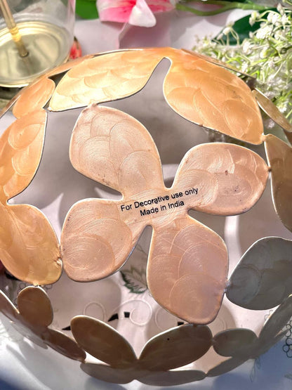 Gold-Tone Floral Metal Wall Decor 11 Inch Made in India