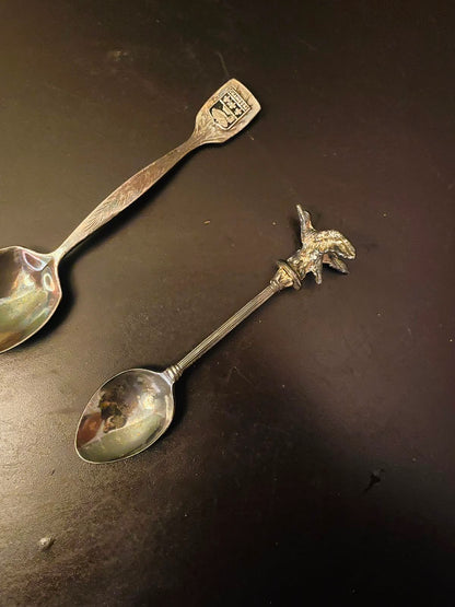 Vintage Souvenir Silverplate Spoon Set of 2 Collectible Spoons