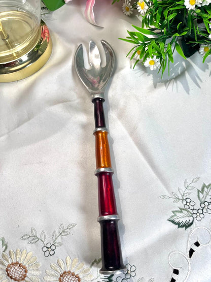 Silver-Tone Salad Serving Tongs with Coloured Handle – 30 cm