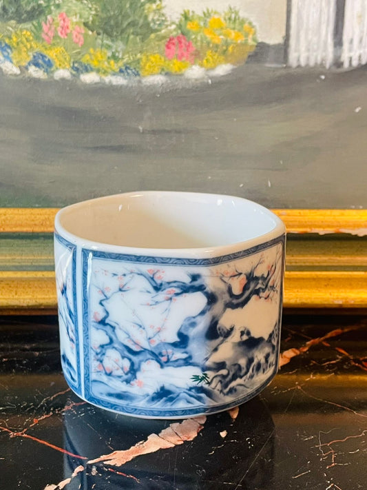 japaneseporcelain, blueandwhiteceramics, cherryblossomart, orientaldecor, asianvintage, japancollectible, handpaintedpottery, brushpot, sunsetvintage, aritaware, zenhome, japaninspireddecor