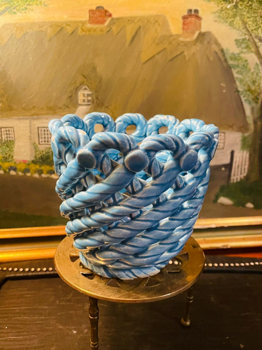 Vintage Blue Planter, Ceramic, Planters, Flower Pots