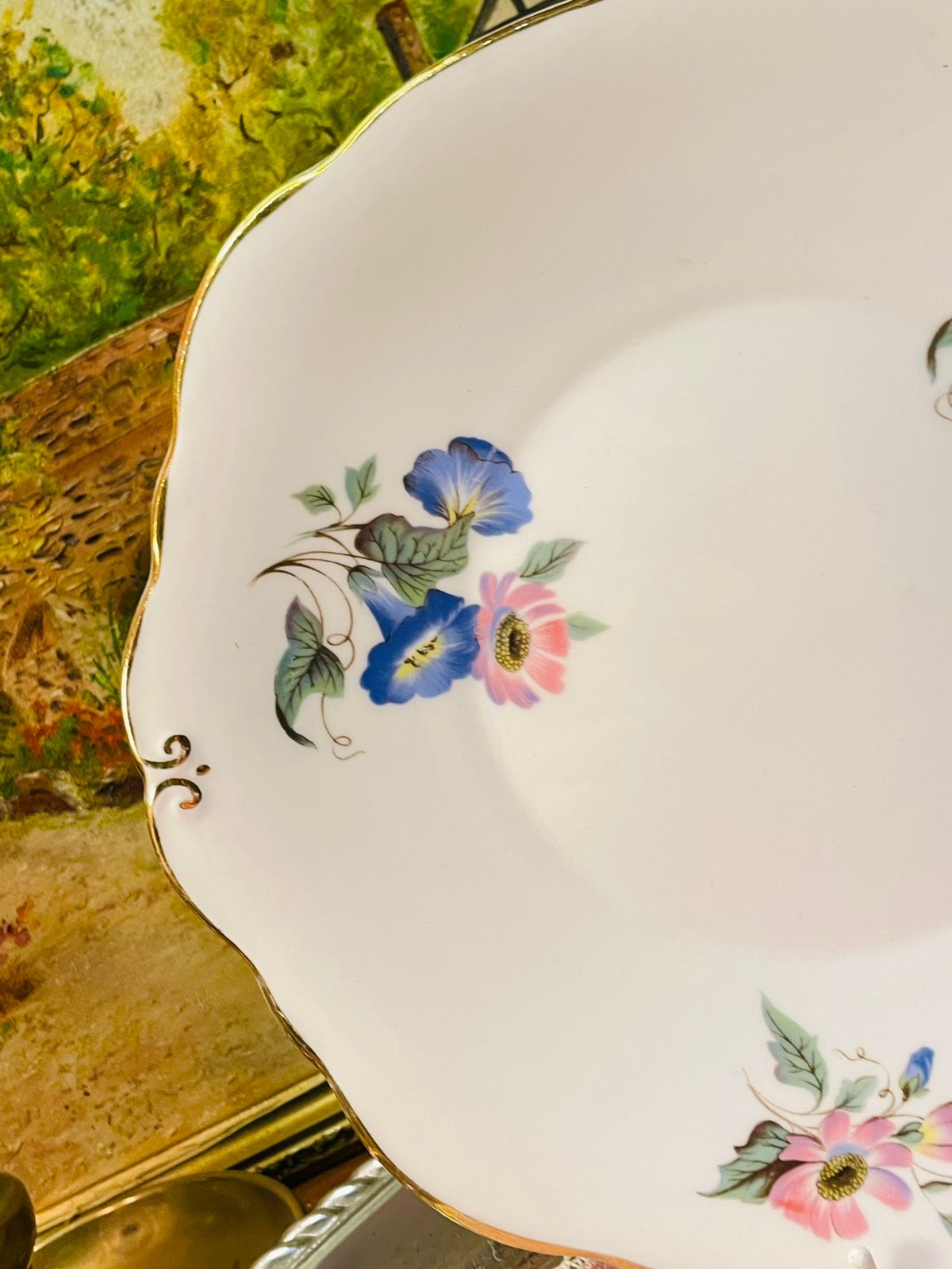 Duchess “Chatsworth” Cake Platter / Sandwich Tray – Gold Rim – Vintage England Bone China