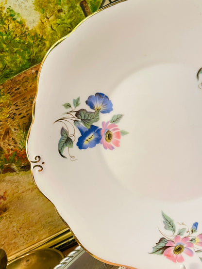 Duchess “Chatsworth” Cake Platter / Sandwich Tray – Gold Rim – Vintage England Bone China
